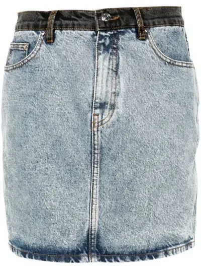 Rotate Birger Christensen Patchwork Mini Skirt In Denim