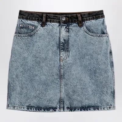 Rotate Birger Christensen Patchwork Mini Skirt In Denim In Blue