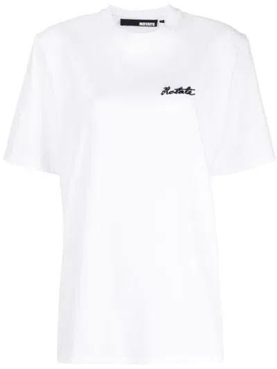 Rotate Birger Christensen Plain Wide T-shirt With Logo In White