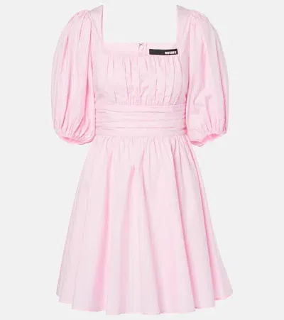 Rotate Birger Christensen Puff-sleeve Cotton Minidress In Pink