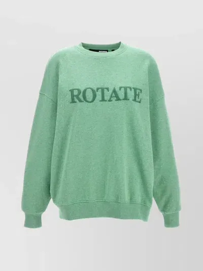 Rotate Birger Christensen Rotate Logo Embroidered Crewneck Sweatshirt In Light Green