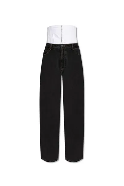 Rotate Birger Christensen Rotate Corset Detailed Straight Leg Jeans In Multi