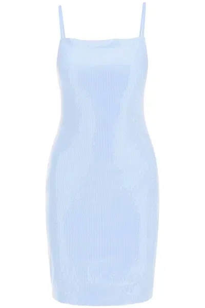 Rotate Birger Christensen Sequined Slip Dress With In Light Blue