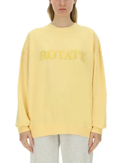 Rotate Birger Christensen Rotate Sweatshirt With Logo In Yellow