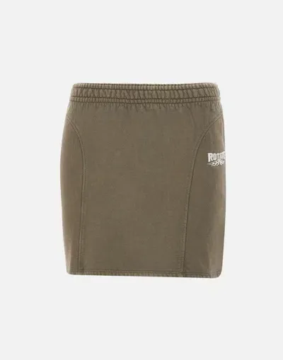 Rotate Birger Christensen Enzyme Cotton Mini Skirt In Green