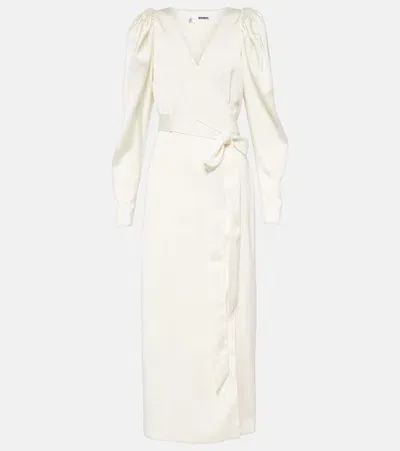 Rotate Birger Christensen Satin Wrap Dress In White