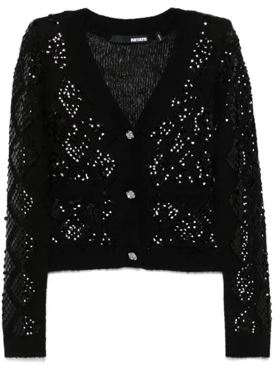 Rotate Birger Christensen Sequin-embellished Cardigan In Black