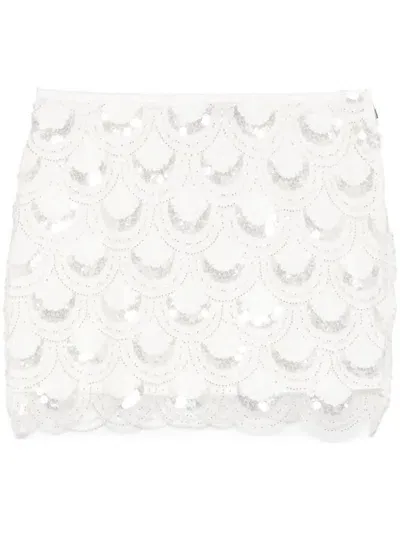 Rotate Birger Christensen Sequined Mini Skirt In White