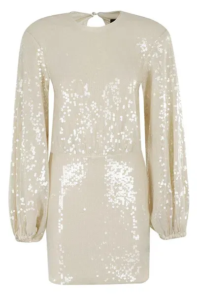 Rotate Birger Christensen Sequinned Long-sleeved Mini Dress In Bianco