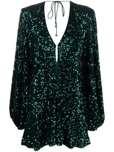 Rotate Birger Christensen Sequined Mini Dress In Green