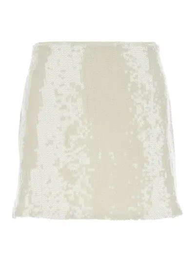 Rotate Birger Christensen Sequins Mini Skirt In White