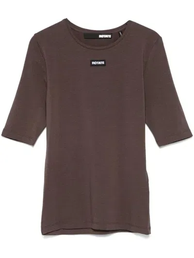 Rotate Birger Christensen Short Sleeve T-shirt In Brown