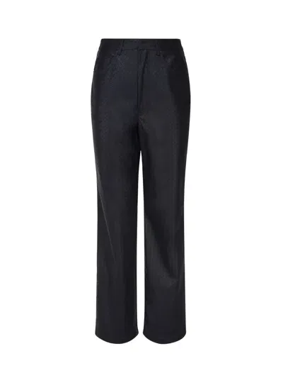 Rotate Birger Christensen Straight Braided Pants In Blu Scuro