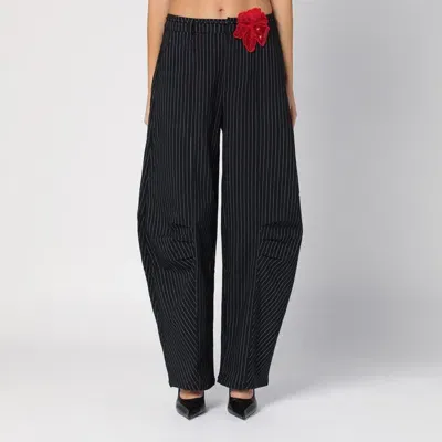 Rotate Birger Christensen Striped Cargo Trousers In Black