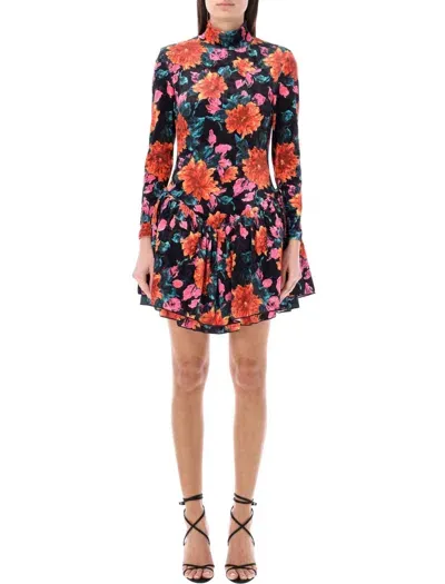 Rotate Birger Christensen Mini Dress Velour Floral In Black