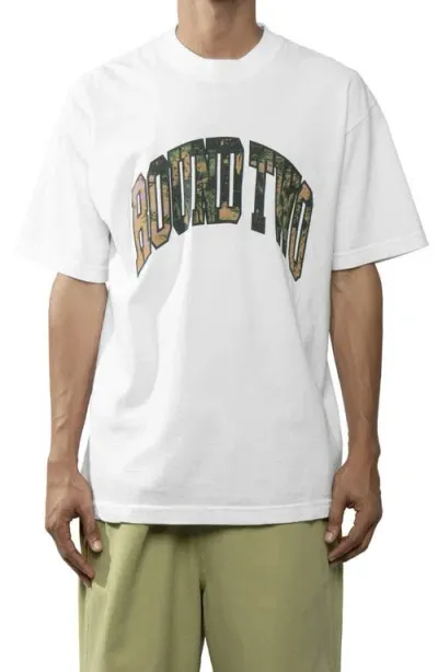 Round Two Collegiate Cotton Graphic T-shirt In White