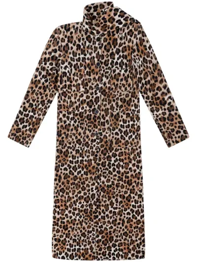 Rowen Rose Leopard-print Coat In Brown