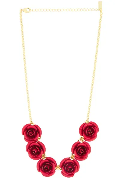 Rowen Rose Oversized Roses Necklace In Red & Gold