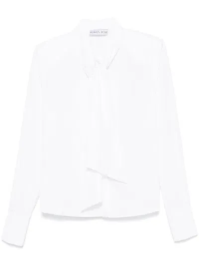 Rowen Rose Scarf-detail Poplin Shirt In Weiss