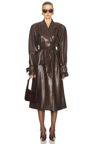 Rowen Rose Signature Raglan Trench Coat In Brown