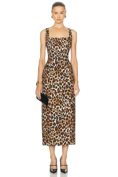 Rowen Rose Sleeveless Long Dress In Leopard