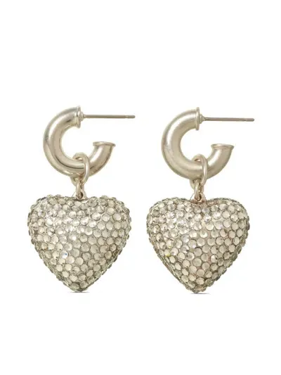 Roxanne Assoulin Dazzling Puffy Heart Earring In Silver