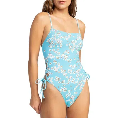 Roxy Beach Classic Lace-up One-piece Swimsuit In Maui Blue Margarita