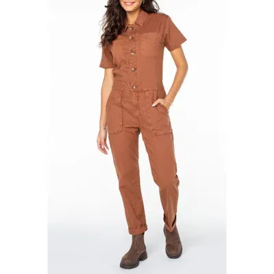 Roxy Servo Stretch Cotton & Linen Jumpsuit In Russet