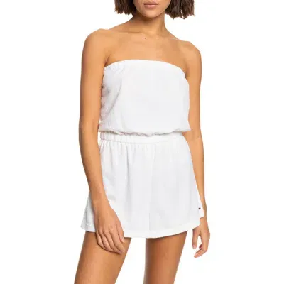 Roxy Special Feeling Strapless Terry Cloth Cover-up Romper In White