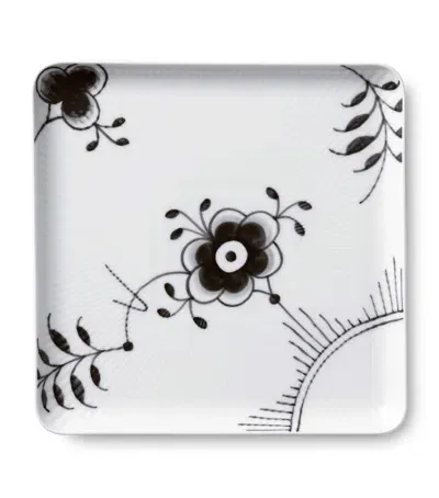 Royal Copenhagen Black Fluted Mega Square Plate In White