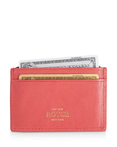 Royce New York Leather Rfid-blocking Executive Slim Credit Card Case In Red