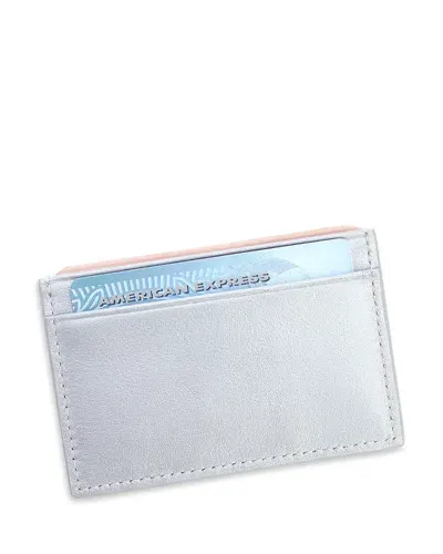 Royce New York Leather Rfid-blocking Executive Slim Credit Card Case In Silver