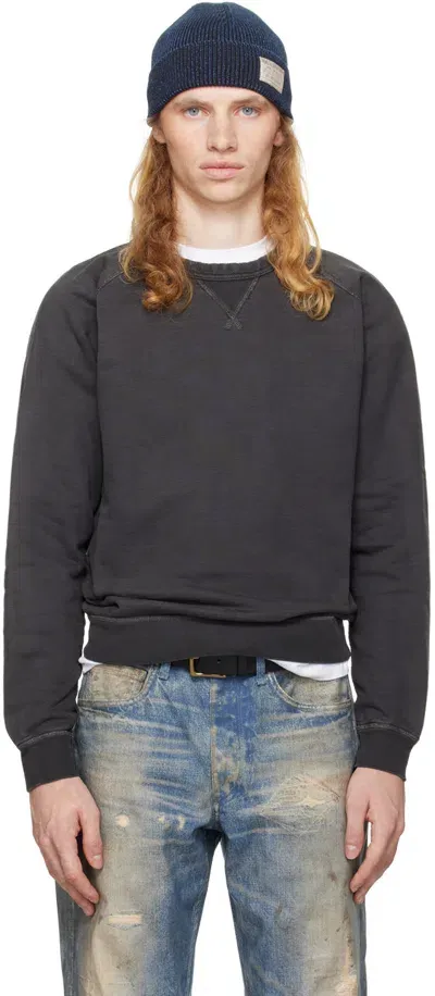 Rrl Gray French Terry Sweatshirt In Black Indigo