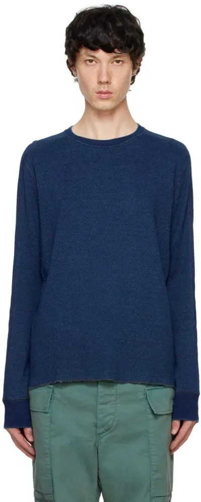 Rrl Indigo Jacquard-knit Sweater In Rinsed Blue Indigo