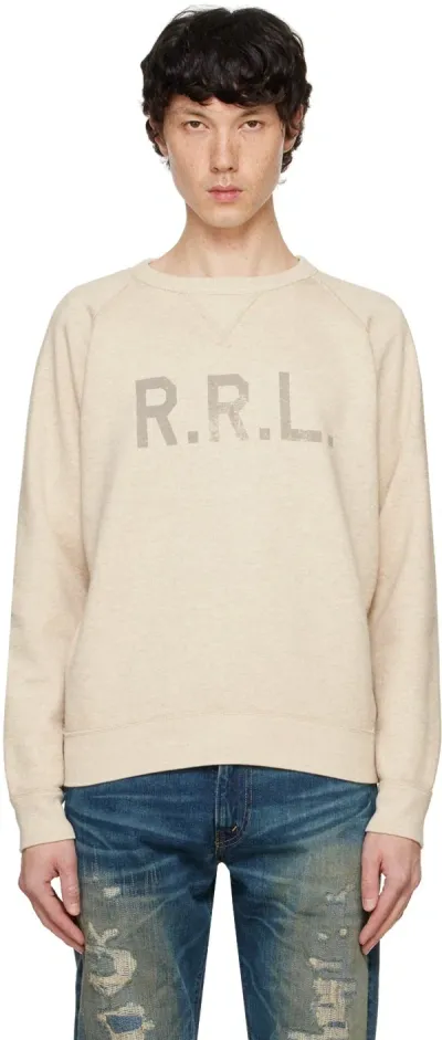 Rrl Off-white Logo Fleece Sweatshirt In Oatmeal Heather