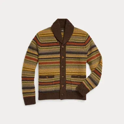 Rrl Striped Wool Shawl-collar Cardigan In Multi