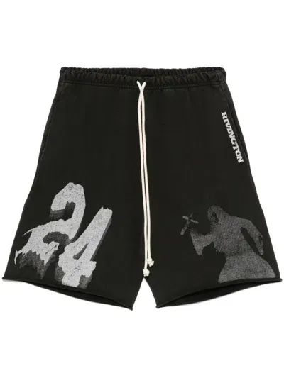 Rrr123 Enemy Straight-leg Logo-print Cotton-jersey Drawstring Shorts In Black