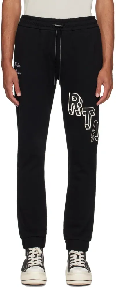 Rta Black Owen Sweatpants In Black Collegiate Bd