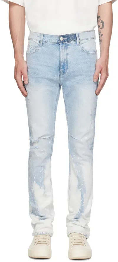 Rta Blue Denis Jeans In White Paint Splatter