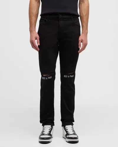 Rta Men's Bryant R. I.p. Skinny Jeans In Black Rest In Peace