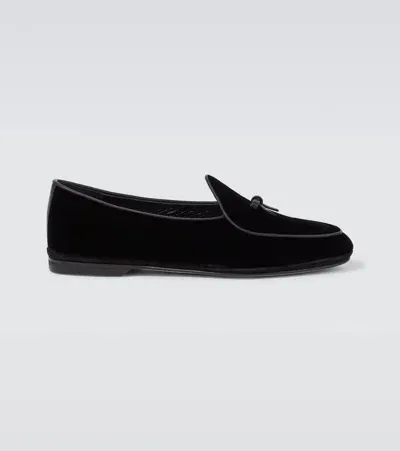 Rubinacci Marphy Leather-trimmed Velvet Loafers In Black