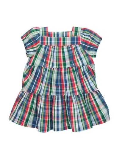 Rufflebutts Baby Girls Puff Short Sleeve Tiered Dress In Prep School Plaid