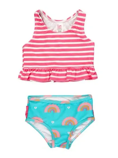 Rufflebutts Baby Girls Upf50+ Peplum Tankini In Catching Rainbows