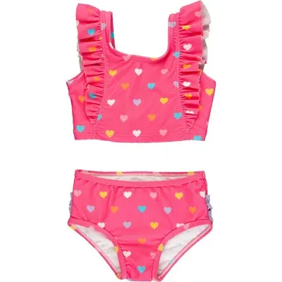 Rufflebutts Baby Girls Upf50+ Waterfall Tankini In Colorful Hearts