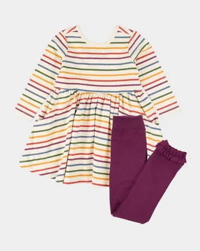 Rufflebutts Kids' Girl's Countryside Rainbow Dress & Tights Set