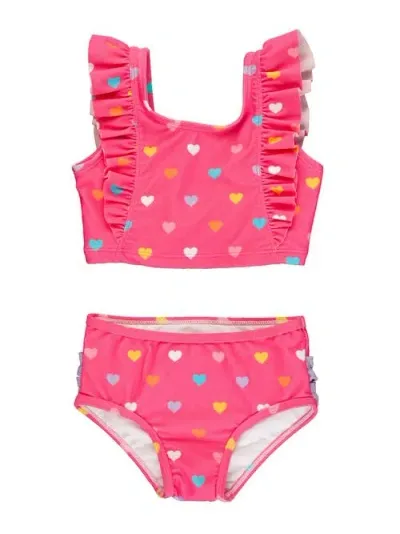 Rufflebutts Kids'  Girls Upf50+ Waterfall Tankini In Colorful Hearts