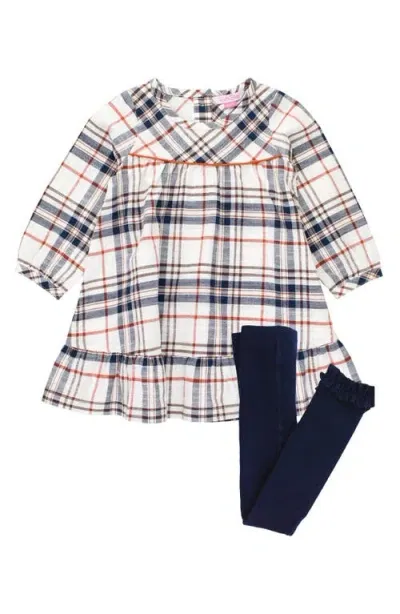 Rufflebutts Babies'  Harvest Plaid Twirl Dress & Leggings Set In Homegrown Harvest