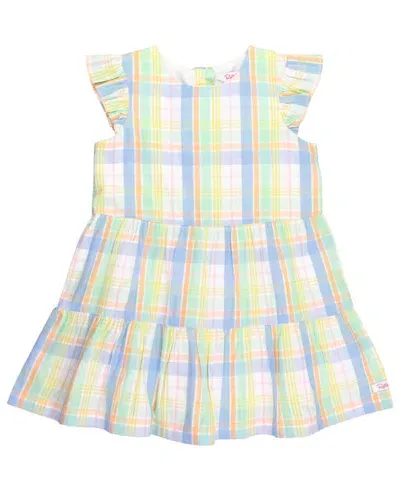 Rufflebutts Babies' Toddler Flutter Sleeve Tiered Dress In Clubhouse Rainbow Plaid