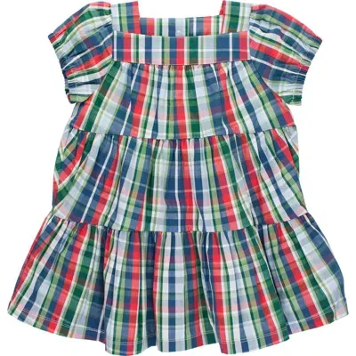 Rufflebutts Babies'  Toddler Girls Puff Short Sleeve Tiered Dress In Prep School Plaid