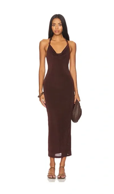 Runaway The Label Enora Maxi Dress In Brown